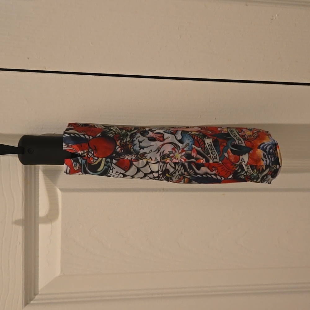 Ed Hardy Red and Black Umbrella Unisex Nwt